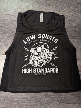 Barbells And Ponytails "Heavy Metal" Crop Tank Top SZ L NEW
